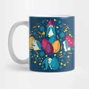 Busy Easter Bunnies // blue Mug